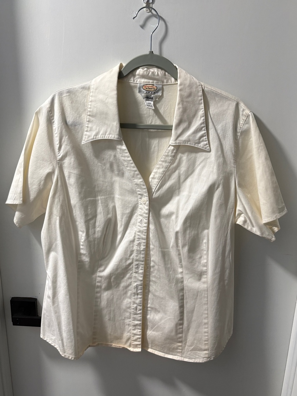 Talbots Cream Short Sleeve Button-Front Blouse